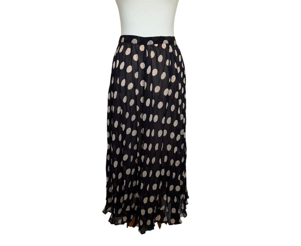 J.CREW Gwyneth Polka Dot Chiffon Midi Skirt - Black and Cream - Size 2